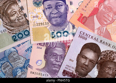 Nigerianischen Naira einen Hintergrund Stockfoto