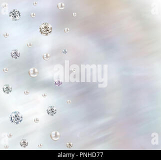 Abstrakte Perle und Diamant Hochzeit Hintergrund mit schimmerndem Perlmutt cloud Blur in Lila, Pink und Blau azure Farben Stockfoto