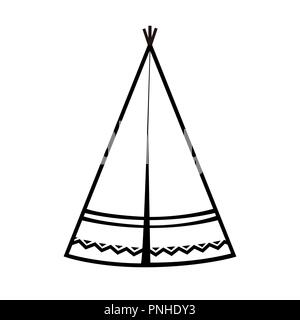 Wigwam-Symbol. Indische teepee oder Tipi. Vector Illustration. Schwarz und Weiß Stock Vektor