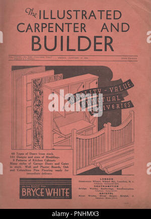 Jahrgang die Illustrierte Tischler und Builder Magazine vom 17. Januar 1936 Eine beliebte wöchentliche Gebäude Fachzeitschrift erstmals im Jahre 1877 veröffentlicht und lief bis 1971 Stockfoto