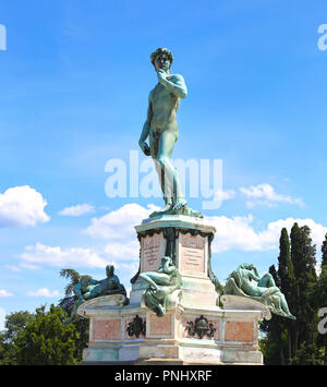 David Statue an der Piazzale Michelangelo/Michelangelo Platz Florenz Stadt Toskana Italien Stockfoto