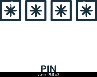 Pin-Symbol. Schwarzweiß-Design. UI. Pixel Perfect einfache Piktogramm pin Symbol. Web Design, Anwendungen, Software, drucken. Stock Vektor