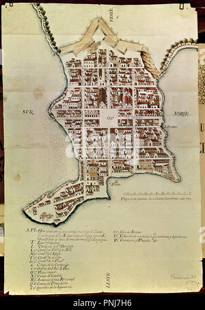 Karte der Stadt Panama. 1673. Sevilla, indischen Archive. Lage: Archivo de Indias. Sevilla. Sevilla. Spanien. Stockfoto