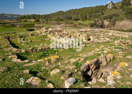 Basilika paleocristiana de Es Cap des Port, siglo V despues de Cristo. Fornells. Es Mercadal. Menorca Islas Baleares. Spanien. Stockfoto