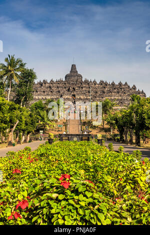 Candi Borobudur buddhistischen Tempel, Muntilan, Java, Indonesien Stockfoto