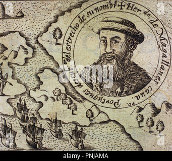 LIBRO DE LAS DECADAS - 1601 - las mejores DE FERNANDO DE MAGALLANES (1480-1521). Autor: HERRERA Y CASTILLA ANTONIO. Lage: Biblioteca Nacional - coleccion. MADRID. Spanien. Stockfoto