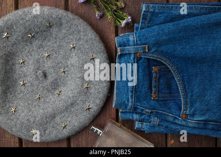 Herbst Zubehör und Einzelteile, flach. Fashion Concept Stockfoto