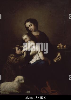 VIRGEN CON EL NIÑO JESUS Y SAN JUAN NIÑO - SIGLO XVII-O/L - 169 x 127 - BARROCO ESPAÑOL. Autor: ZURBARAN, FRANCISCO DE. Ort: MUSEUM DER BILDENDEN KÜNSTE. BILBAO. Biskaya. Spanien. Stockfoto