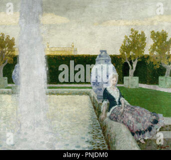 Fritz Erler - Frau im Park am Brunnen Stockfoto