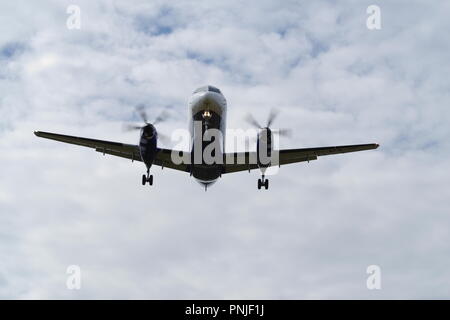 British Aerospace, Jetstream 41, Landung im RAF Valley, Anglesey, Stockfoto