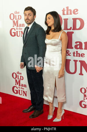New York, Vereinigte Staaten. 20 Sep, 2018. Casey Affleck und Floriana Lima besuchen Premiere des Films, Der alte Mann und das Gewehr in Paris Theater Credit: Lev Radin/Pacific Press/Alamy leben Nachrichten Stockfoto