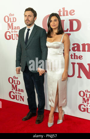 New York, Vereinigte Staaten. 20 Sep, 2018. Casey Affleck und Floriana Lima besuchen Premiere des Films, Der alte Mann und das Gewehr in Paris Theater Credit: Lev Radin/Pacific Press/Alamy leben Nachrichten Stockfoto