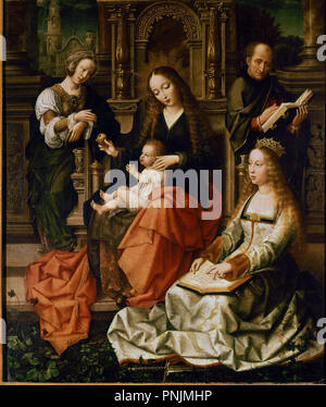 VIRGEN DE LA MOSCA - 1520 - OLEO/TABLA - 92 x 79 cm - PINTURA FLAMENCA - SUPUESTO RETRATO de Isabel La Catolica - ATRIBUIDO TAMBIEN ein MICHIEL SITHIUM. Autor: MAESTRO DE LA SANTA SANGRE. Lage: COLEGIATA DE SANTA MARIA LA MAYOR. TORO. Zamora. Spanien. Stockfoto