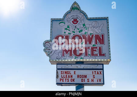 Clown Motel anmelden Tonopah Nevada, ist ein kitschiges Straßenrand Attraktion Stockfoto