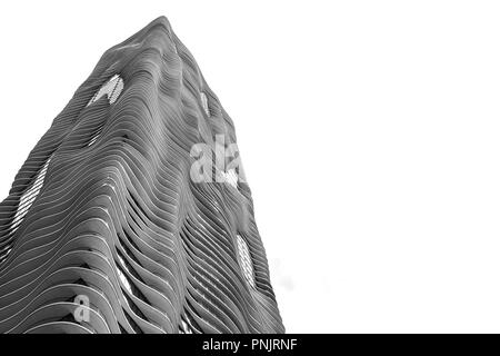 Detail der Aqua Tower von amerikanischen Architekten Jeanne Gang, auf Columbus Drive, Downtown Chicago, IL.. Stockfoto