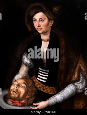 (Salome mit dem Kopf Johannes des Täufers) von Lucas Cranach dem Älteren (1472-1553), Öl auf Eichenholz, c. 1510-15 Stockfoto