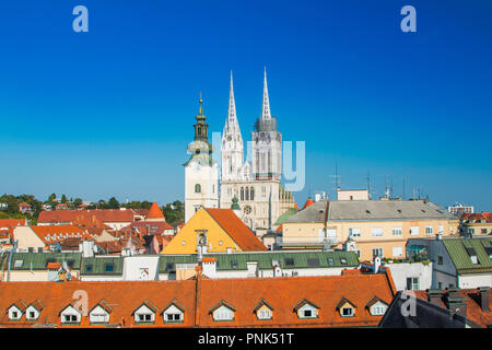 Kathedrale in Zagreb, Kroatien, Blick von der Oberstadt Stockfoto