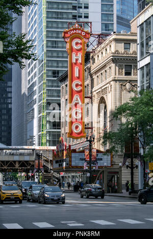 Chicago Theater Leuchtreklame, North State Street, Chicago, IL. Stockfoto