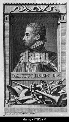 ALONSO DE ERCILLA (1533-1594). Lage: Biblioteca Nacional - coleccion. MADRID. Spanien. Stockfoto