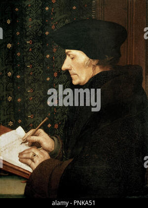 ERASMO DE ROTTERDAM (1466-1536) - 1523 - RENACIMIENTO ALEMAN. Autor: Holbein der Jüngere, Hans. Lage: Louvre Museum - Gemälde. Frankreich. Stockfoto