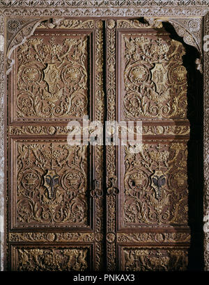 PUERTA DE ENTRADA EIN SALA CAPITULAR - GUARNECIDO DE JAO MUDEJAR Y CARPINTERIA MUDEJAR - 1510. Autor: BLENDI BONIFACIO. Lage: CATEDRAL - Interieur. Spanien. Stockfoto