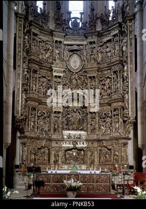 RETABLO MAYOR - SIGLO XVI. Autor: FORMENT DAMIAN. Lage: Catedral. SANTO DOMINGO DE LA CALZADA. Rioja. Spanien. Stockfoto