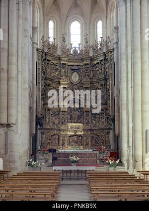 RETABLO MAYOR - SIGLO XVI. Autor: FORMENT DAMIAN. Lage: Catedral. SANTO DOMINGO DE LA CALZADA. Rioja. Spanien. Stockfoto