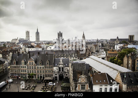 Panoramablick auf die Stadt Gent, Detail der Stadt von Belgien, Europa Stockfoto