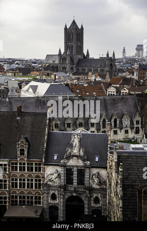 Panoramablick auf die Stadt Gent, Detail der Stadt von Belgien, Europa Stockfoto