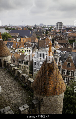 Panoramablick auf die Stadt Gent, Detail der Stadt von Belgien, Europa Stockfoto