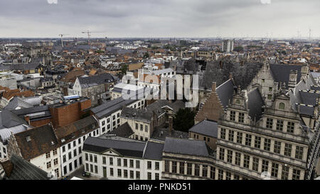 Anzeigen von Gent von der Höhe, Detail von Belgien, Tourismus Stockfoto
