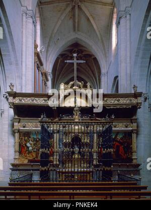 TRASCORO EN EL RETABLO DE LA CATEDRAL DE SANTO DOMINGO DE LA CALZADA - SIGLO XVI. Autor: MELGAR ANDRES (1500-1554) GALLEGO ALONSO. Lage: Catedral. SANTO DOMINGO DE LA CALZADA. Rioja. Spanien. Stockfoto