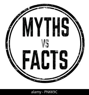 Mythen vs Fakten Zeichen oder Stempel auf weißem Hintergrund, Vector Illustration Stock Vektor