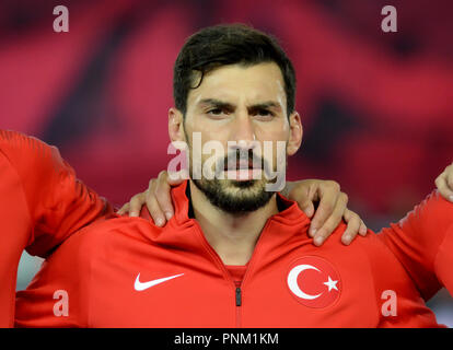 Trabzon, Türkei - September 7, 2018. Türkische defender Sener Ozbayrakli vor dem UEFA-Nationen Liga Match Türkei vs Russland in Trabzon. Stockfoto