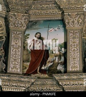 NOLI ME TANGERE - PINTURA DEL RETABLO MAYOR DE LA CATEDRAL DE PALENCIA - SIGLO XVI-RENACIMIENTO ESPAÑOL. Autor: Juan de Flandes,. Lage: CATEDRAL - Interieur. PALENCIA. Spanien. Stockfoto