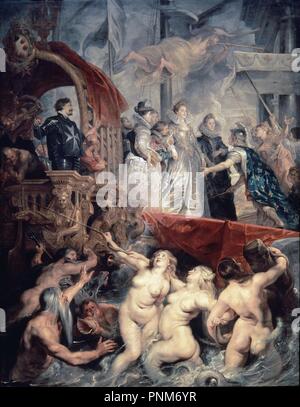 Die Ankunft von Marie de Medici in Marseille, 3. November 1600 - 17 - 394 x 295 cm, Öl auf Leinwand. Autor: RUBENS, PETER PAUL. Lage: Louvre Museum - Gemälde. Frankreich. Stockfoto