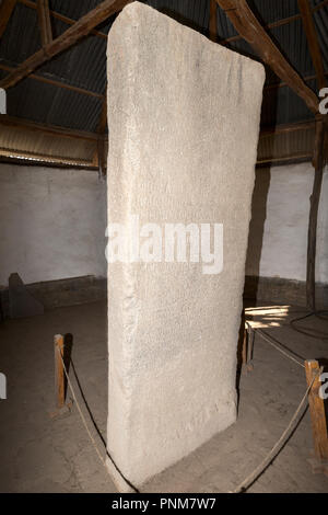 Tablet eingeschrieben in Griechisch, Sabaean & Ge'ez, König Ezana's Park, Axum, Äthiopien Stockfoto