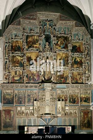 RETABLO MAYOR DE LA COLEGIATA DE BOLEA - SIGLO XV/XVI. Autor: Gil/MAESTRO DE BRABANTE BOLEA/APONTE PEDRO. Lage: COLEGIATA. BOLEA. HUESCA. Spanien. Stockfoto