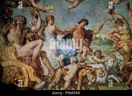 TRIUNFO DE BACO Y ARIADNA - 1597-1600 - BARROCO ITALIANO - FRESKEN DECORATIVOS DE LA GALERIA FARNESIO. Autor: Annibale Carracci. Lage: PALACIO FARNESIO. Rom. ITALIA. Stockfoto