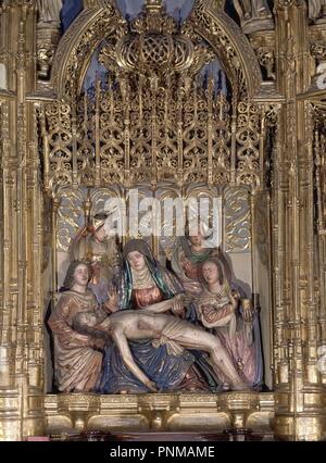 RETABLO MAYOR LAS MEJORES DE LA PIEDAD. Autor: CORNELIUS DE HOLANDA / CORNELIS DE HOLANDA. Lage: Catedral. Orense. Spanien. Stockfoto