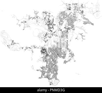 Karte von Noumea, Satelliten-, Stadt, Neukaledonien. Häuser und Straßen Stock Vektor