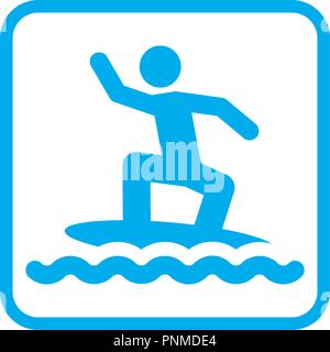 Surf Boarder auf Wellen Piktogramm icon Vector Illustration Stock Vektor