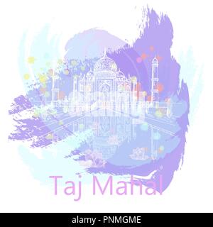 Handskizze stil Taj Mahal Mausoleum auf weißem Hintergrund dargestellt. Vector Illustration. Stock Vektor