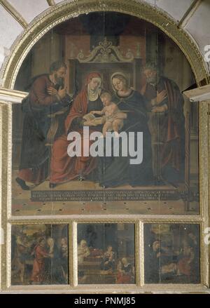 CAPILLA DEL PULGAR - RETABLO DE SANTA ANA - 1531 - RENACIMIENTO ESPAÑOL. Autor: Machuca, Pedro. Lage: Iglesia del Sagrario. GRANADA. Spanien. Stockfoto