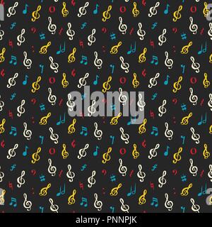 Musik beachten Sie nahtlose Muster Vector Illustration. Hand gezeichnet skizziert doodle Noten Symbole. Stock Vektor