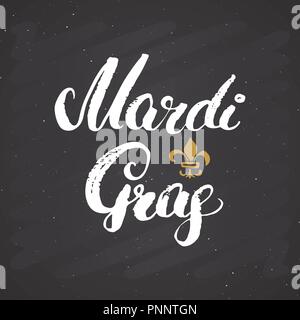 Mardi Gras kalligrafischen Schrift. Typografische Grußkarte Design. Kalligraphie Schrift für den Urlaub wünscht. Handgezeichneten Schriftzug Text Vector illu Stock Vektor