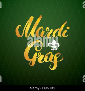 Mardi Gras kalligrafischen Schrift. Typografische Grußkarte Design. Kalligraphie Schrift für den Urlaub wünscht. Handgezeichneten Schriftzug Text Vector illu Stock Vektor