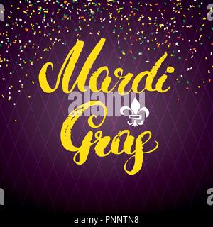 Mardi Gras kalligrafischen Schrift. Typografische Grußkarte Design. Kalligraphie Schrift für den Urlaub wünscht. Handgezeichneten Schriftzug Text Vector illu Stock Vektor