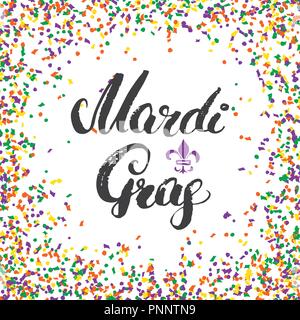 Mardi Gras kalligrafischen Schrift. Typografische Grußkarte Design. Kalligraphie Schrift für den Urlaub wünscht. Handgezeichneten Schriftzug Text Vector illu Stock Vektor