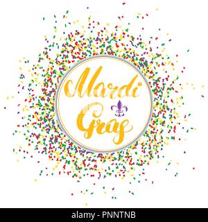 Mardi Gras kalligrafischen Schrift. Typografische Grußkarte Design. Kalligraphie Schrift für den Urlaub wünscht. Handgezeichneten Schriftzug Text Vector illu Stock Vektor